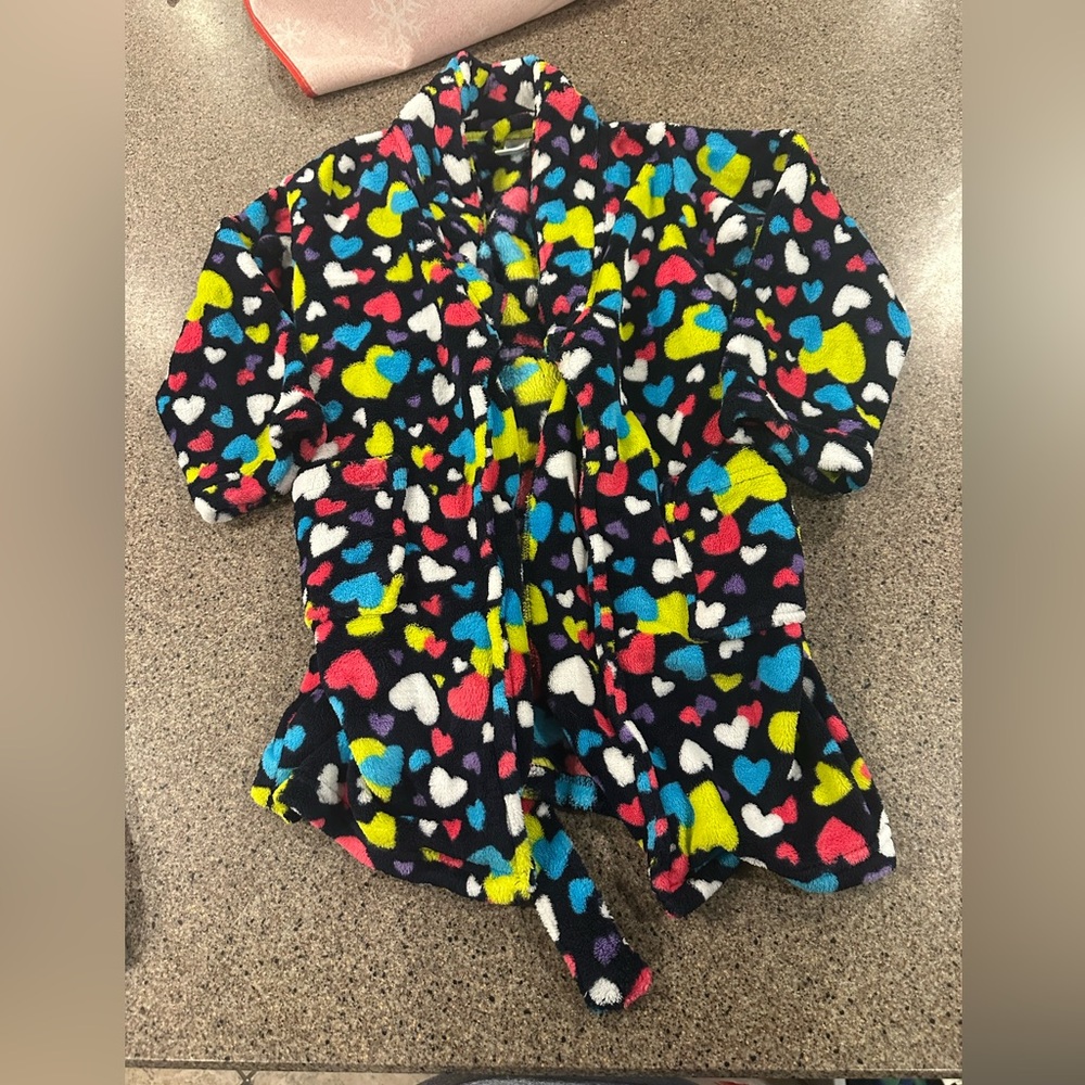 Colorful Heart Pattern Kids Robe